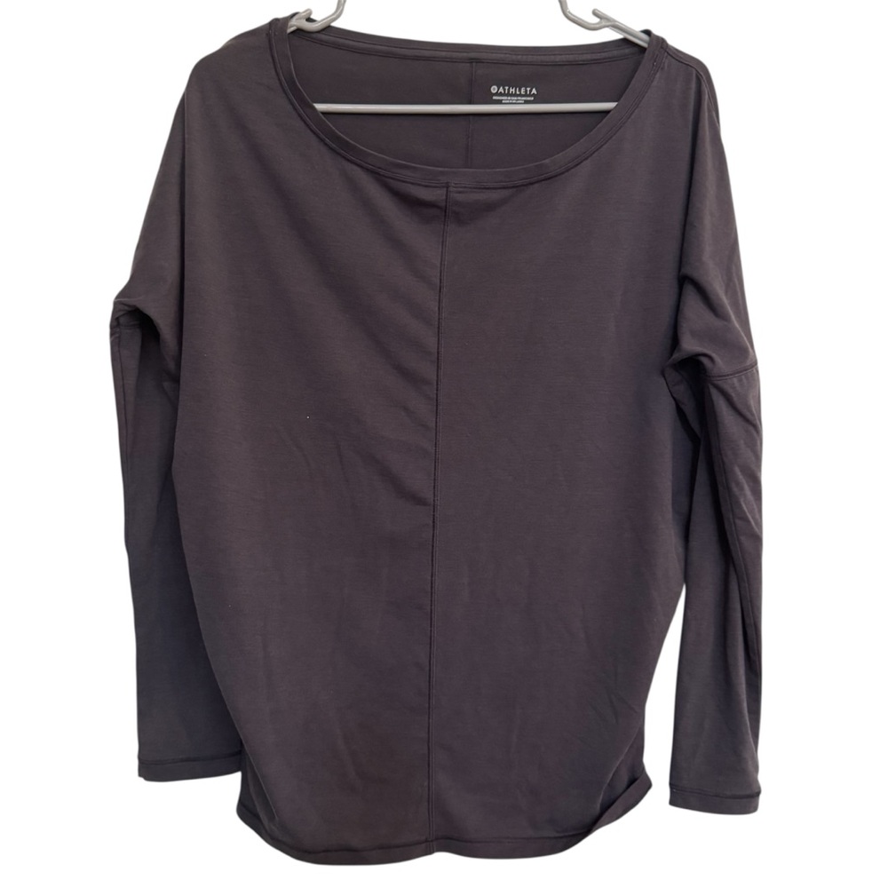Athleta Long Sleeve Top Essence Flow Shirt Gray Women Size XXS Active